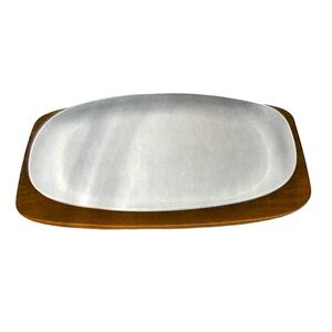 MCM Walnut/Aluminum Sizzling Steak - Fajita Platter In Original Packaging